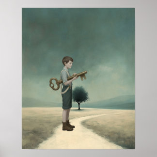 De Jongen & Zijn Sleutel | Surrealistisch Sprookje Poster