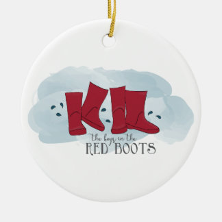 De jongens in Red Boots kerstversiering Keramisch Ornament