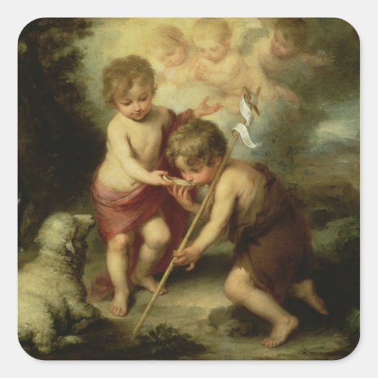 De jongens met de Shell, c.1670 Vierkante Sticker (Voorkant)