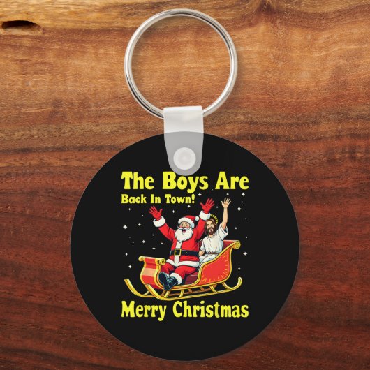 De jongens zijn terug in de stad! Vrolijk kerstfee Sleutelhanger (Voorkant)