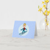 De jongenscartoon van Snowboarding Kaart (Gele Bloem)