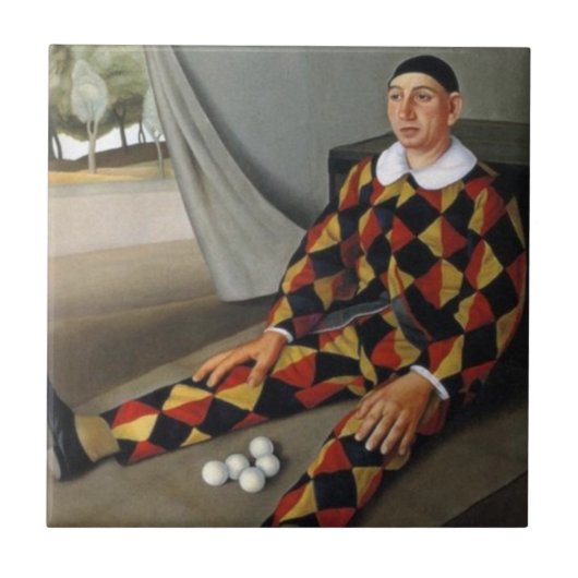 De jongleur (door Antonio Donghi) Tegeltje (Voorkant)