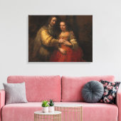 De joodse bride (door Rembrandt) Canvas Afdruk (Insitu (Woonkamer))