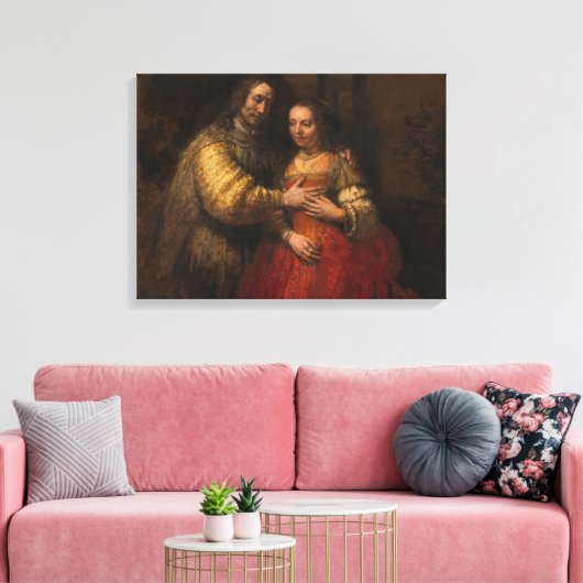 De joodse bride (door Rembrandt) Canvas Afdruk (Insitu (Woonkamer))