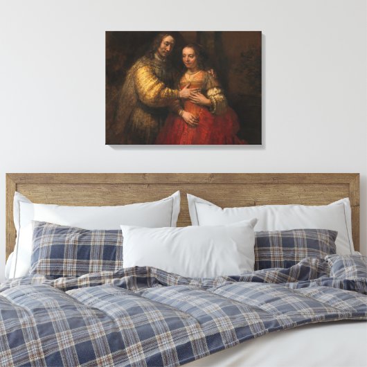 De joodse bride (door Rembrandt) Canvas Afdruk (Insitu (Slaapkamer))