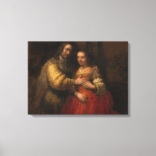 De joodse bride (door Rembrandt) Canvas Afdruk