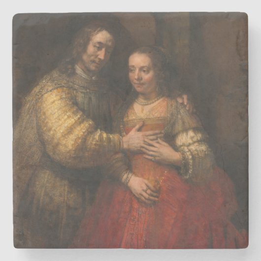 De joodse bride (door Rembrandt) Stenen Onderzetter (Voorkant)