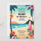 De Joy hula Luau Surf Aloha Hawaiian 1e Verjaardag Kaart (Voorkant)