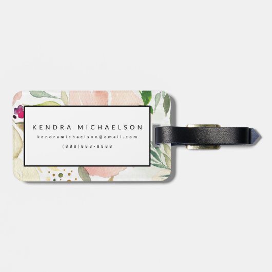 De Joy of White | Waterverf Floral Pattern Bagagelabel (Achterkant horizontaal)