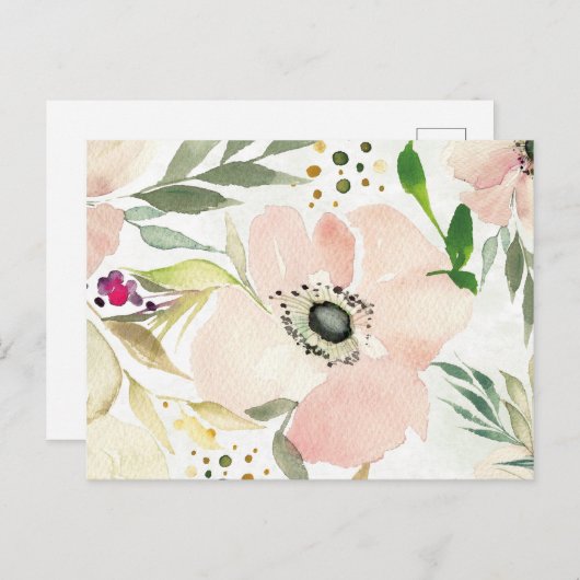 De Joy of White | Waterverf Floral Pattern Briefkaart (Voorkant / Achterkant)