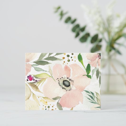 De Joy of White | Waterverf Floral Pattern Briefkaart (Staand voorkant)