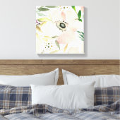 De Joy of White | Waterverf Floral Pattern Canvas Afdruk (Insitu (Slaapkamer))