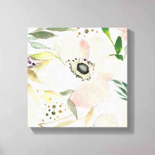De Joy of White | Waterverf Floral Pattern Canvas Afdruk (Voorkant)
