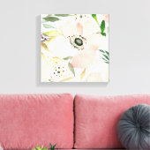 De Joy of White | Waterverf Floral Pattern Canvas Afdruk (Insitu (Woonkamer))