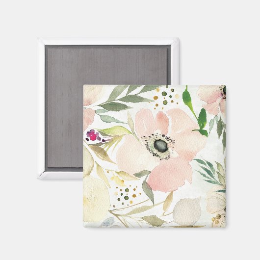 De Joy of White | Waterverf Floral Pattern Magneet (Voorkant / Achterkant)
