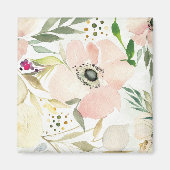 De Joy of White | Waterverf Floral Pattern Magneet (Voorkant)