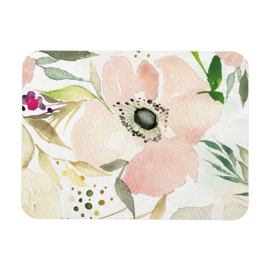 De Joy of White | Waterverf Floral Pattern Magneet (Horizontaal)