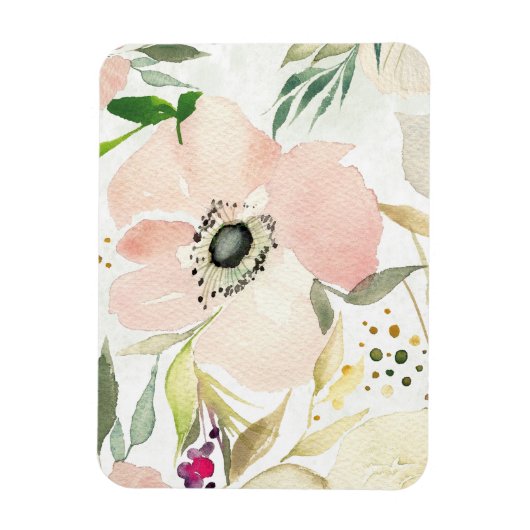 De Joy of White | Waterverf Floral Pattern Magneet (Verticaal)