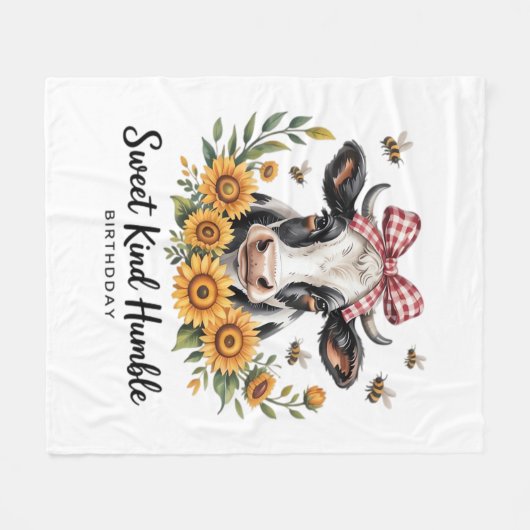 De Joyfull Strawberry Koe Koe liefde Classic T-Shi Fleece Deken (Voorkant (Horizontaal))