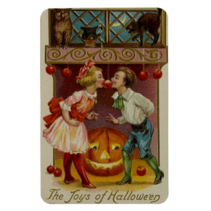 De Joys van Halloween Apple Bobbing Couple Vintage Magneet