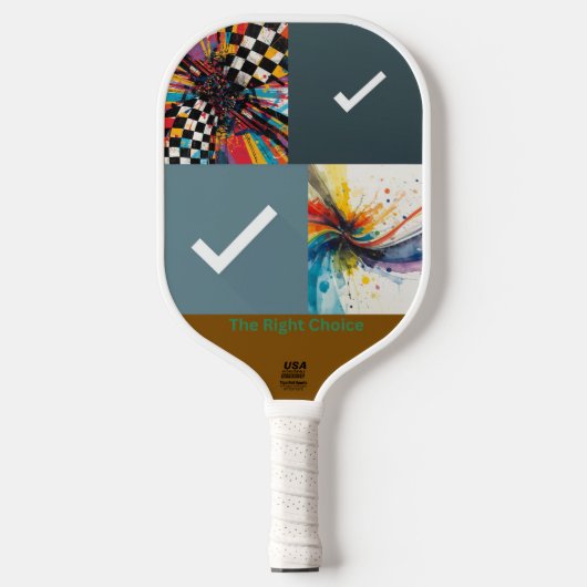 De Juiste Keuze – Abstracte Kunst Vinkje Pickleball Paddle (Voorkant)