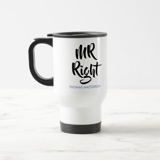 De juiste man, zijn naam leuk reisbeker (Links)