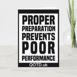 De juiste voorbereiding verhindert slechte prestat kaart