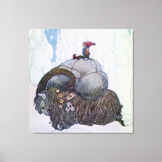 “De Julbock” Kerstgeit door John Bauer Canvas Afdruk (Voorkant)