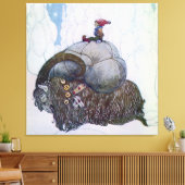 “De Julbock” Kerstgeit door John Bauer Canvas Afdruk (Insitu (Woonkamer))