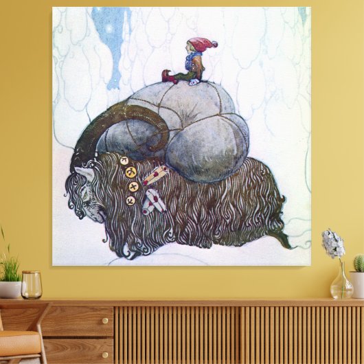 “De Julbock” Kerstgeit door John Bauer Canvas Afdruk (Insitu (Woonkamer))