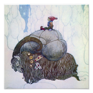 “De Julbock” Kerstgeit door John Bauer Foto Afdruk