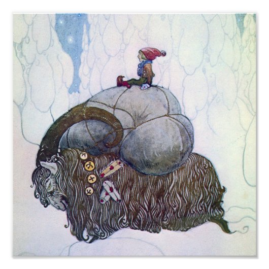 “De Julbock” Kerstgeit door John Bauer Foto Afdruk (Voorkant)