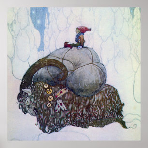 “De Julbock” Kerstgeit door John Bauer Poster