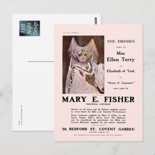 De jurken van het Briefkaart Ellen Terry (Voorkant / Achterkant)