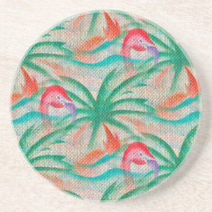 De Jute van de Palm van de flamingo ziet eruit Zandsteen Onderzetter