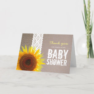 De Jute van de zonnebloem & het Baby shower van Bedankkaart