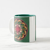 De juweel van de Heart Mandala-Mok Tweekleurige Koffiemok (Voorkant links)