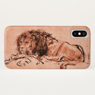 DE KAAP LEEUW LIGGEND,Antiek Roze ,Zwart iPhone X Hoesje