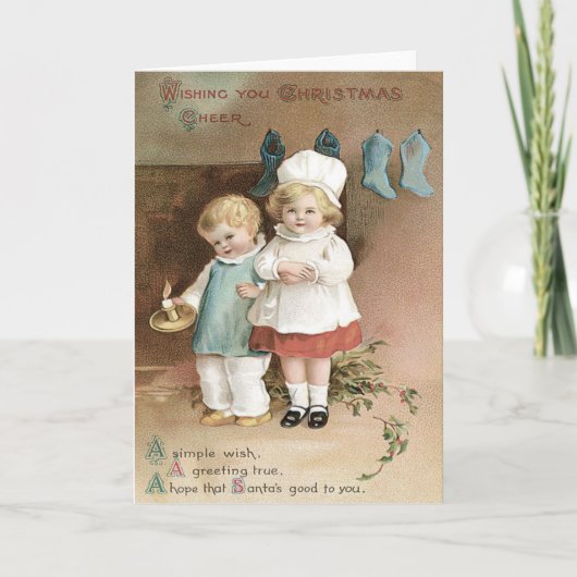 De Kaars van de Hulst van de Kousen van kinderen Feestdagen Kaart (Voorkant)