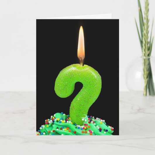 de kaars van de vraagtekenverjaardag kaart (Voorkant)