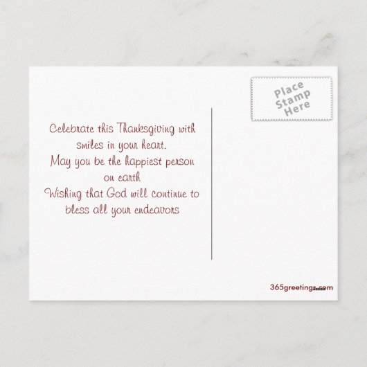 De Kaart 2014 van de Thanksgiving (Achterkant)