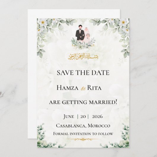 De Kaart Datum opslaan | Hamza & Rita (Voorkant / Achterkant)