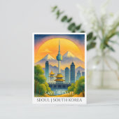 De Kaart Datum opslaan | Waterverf van Seoul en Zu (Staand voorkant)