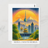 De Kaart Datum opslaan | Waterverf van Seoul en Zu (Voorkant / Achterkant)