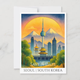 De Kaart Datum opslaan | Waterverf van Seoul en Zu