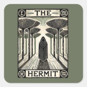 De Kaart Hermit Tarot Vierkante Sticker (Voorkant)