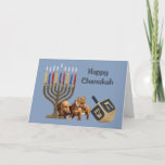 De Kaart Menorah Dreidel1 van de Chanoeka van de<br><div class="desc">Het herinneren van familie en vrienden tijdens het seizoen van de Chanoeka is een prachtige manier om met de mensen in contact te blijven u houdt van en over geeft. Ik creëer deze kaarten van de hondChanoeka met liefde en zorg en ik ben zeker iedereen wie van honden zal het...</div>