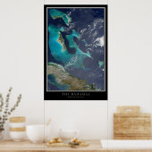 De kaart met het Poster Bahamas-satelliet (Keuken)