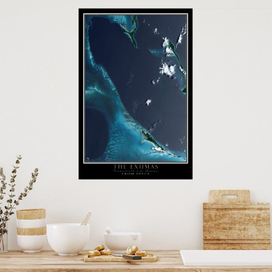 De kaart met het Poster van de Exumas Bahamas-sate (Keuken)