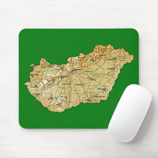 De Kaart Mousepad van Hongarije Muismat (Met muis)